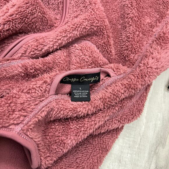 Classic Concepts Reversible Fleece Jacket Women's Mauve/Pink Full Zip Size L - Picture 7 of 8